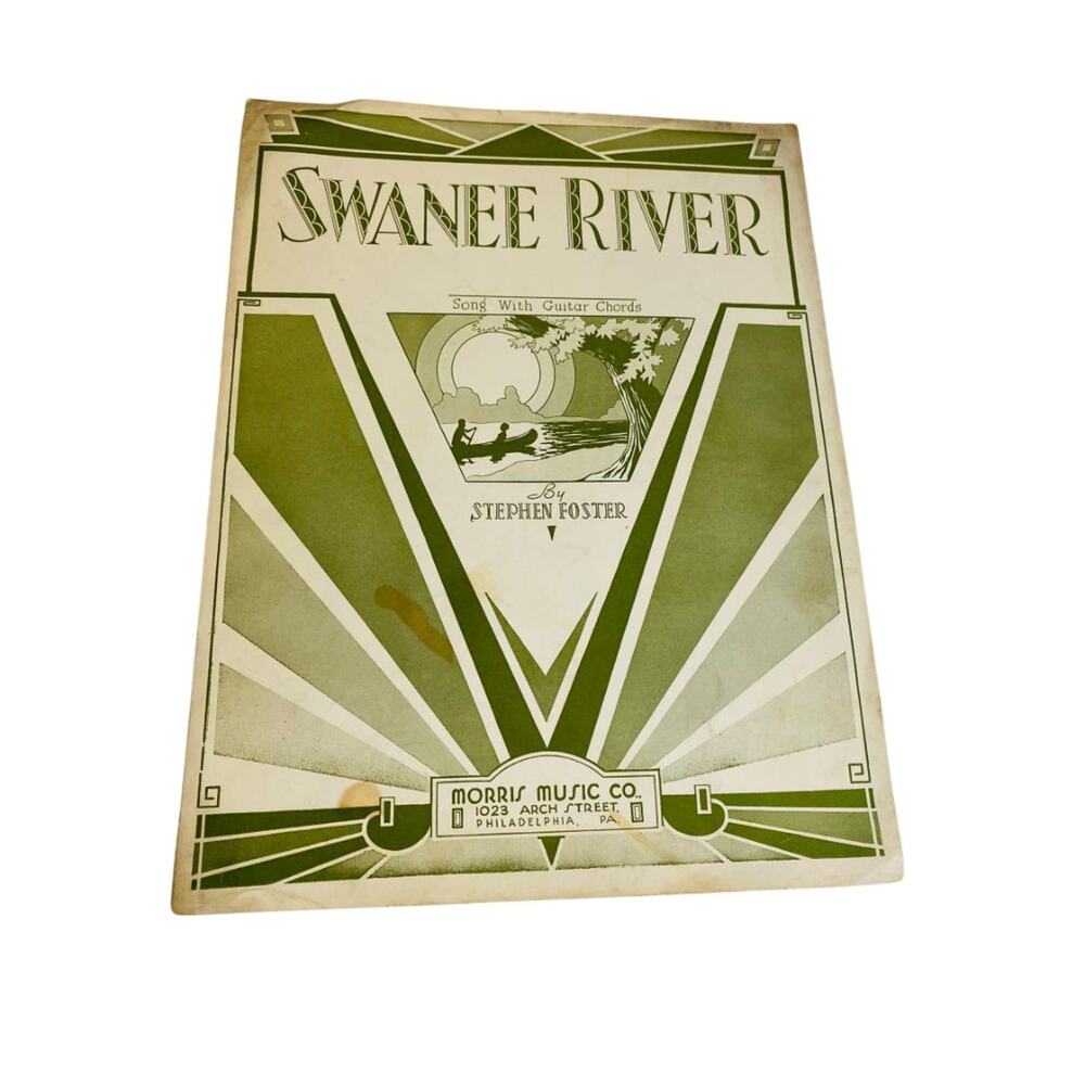 1935 Swanee River Sheet Music Song with Guitar Chords Stephen Foster Morris